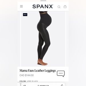 Spanx size medium mama maternity faux leather leggings , black